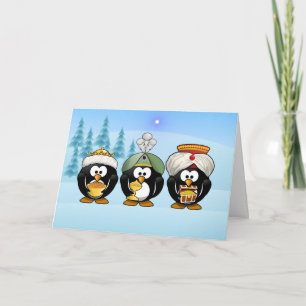 Tre Wisemen Penguins-julkort Helgkort