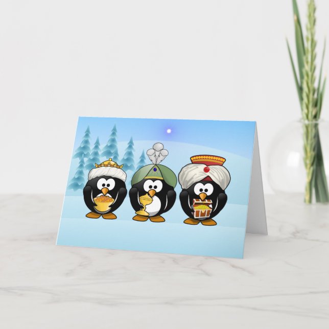 Tre Wisemen Penguins-julkort Helgkort (Framsida)