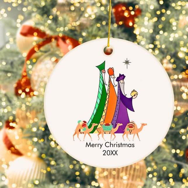 Tre Wisemen Star God jul Julgransprydnad Keramik (Skapare uppladdad)