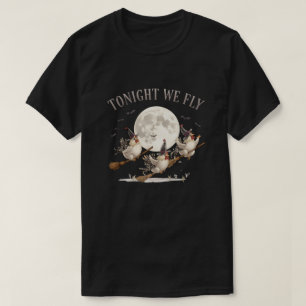 Tre Witch Chickens på framsidan av Måne T Shirt