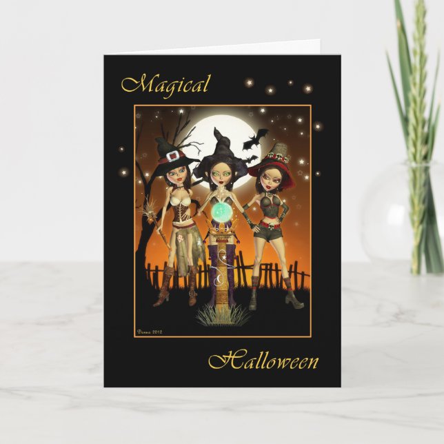 Tre Witch Magic Halloween-kort Kort (Framsida)
