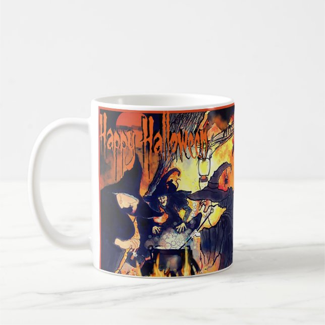 Tre Witches Mugg Art för Halloween (Vänster)
