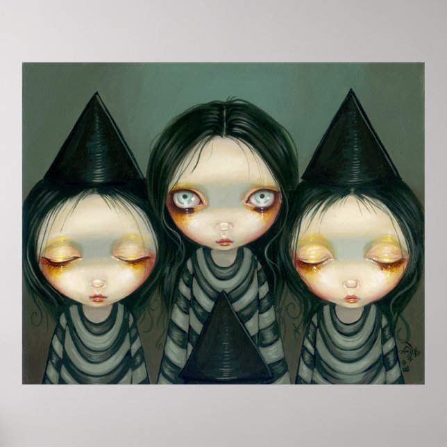 Tre Witchy Sisters lågbrow gothic Art Print Poster (Framsidan)