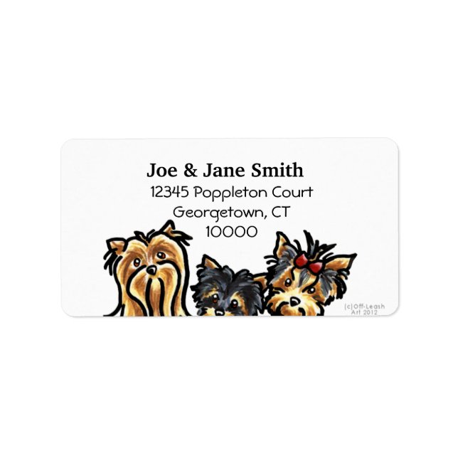 Tre Yorkies Clean och Simple Adressetikett (Framsidan)