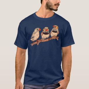 Tre Zebra-finkar på ett Gren Pet Birds Zebra T Shirt
