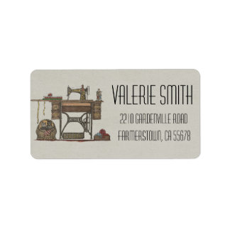 Treadle Sewing Maskin & Kittens Adressetikett