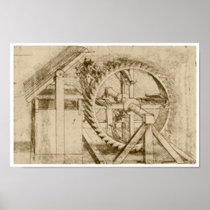Treadmill driven Crossbow, Leonardo Da Vinci Poster