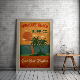 Treasure Beach Surfa Co. - Vintage Caribbean Coast Poster