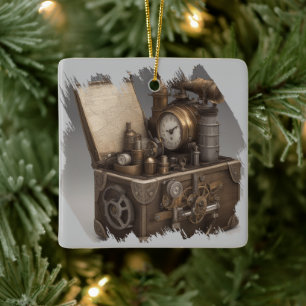 Treasure bröstkorg med växlar julgransprydnad keramik