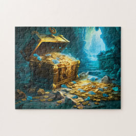 Treasure Chest in Cave Light Fantasy Painting Pussel