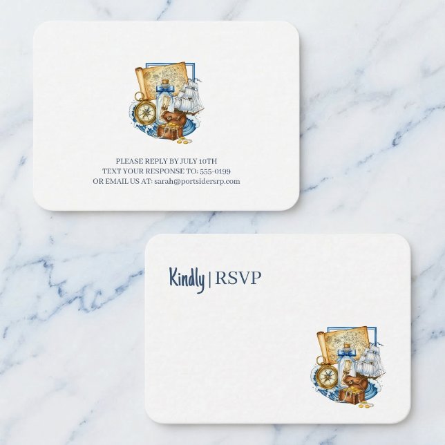 Treasure Chest Map Boat Birthday RSVP Tilläggskort (Chart your course here.)