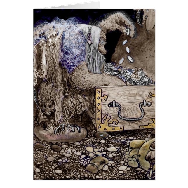 Treasure Chest Troll Hälsningskort (Framsidan)