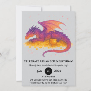 Treasure Guard Dragon Birthday Inbjudningar