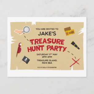 Treasure Hunt Födelsedagsfest inbjudan