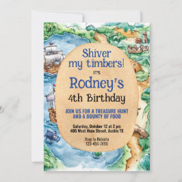 Treasure Hunt Pirat Birthday-inbjudan Inbjudningar