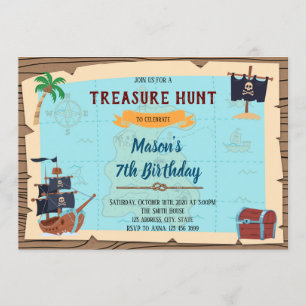 Treasure Hunt pirat födelsedagsinbjudan Inbjudningar