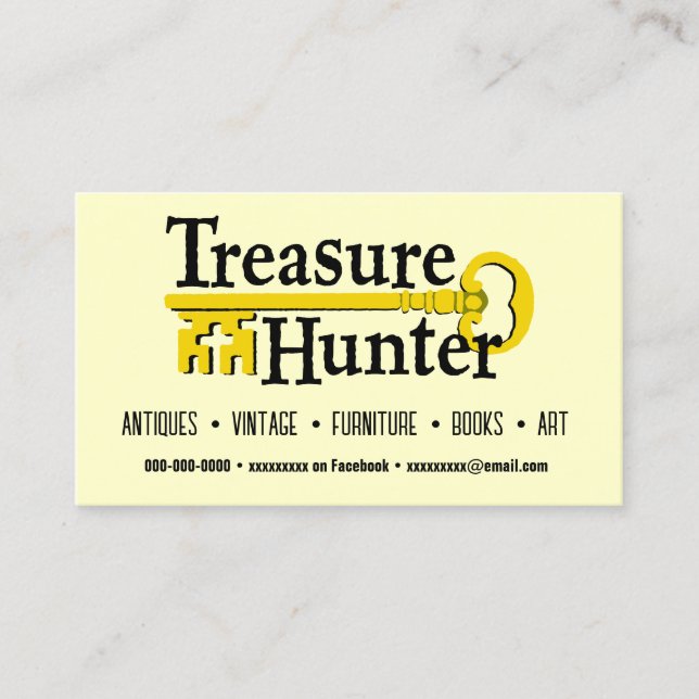 Treasure Hunter guld nyckel vintage antiques Visitkort (Framsida)