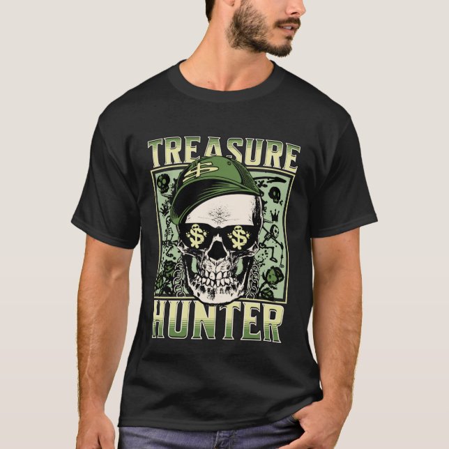 Treasure Hunter Metal detector Graffiti Detectoris T Shirt (Framsida)