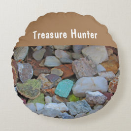Treasure Hunter Sten Collection Stone Rockhound Rund Kudde