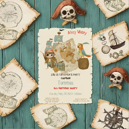 Treasure Hunters Pirat Birthday Inbjudningar