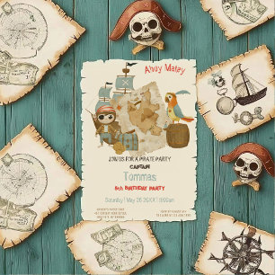 Treasure Hunters Pirat Birthday Inbjudningar