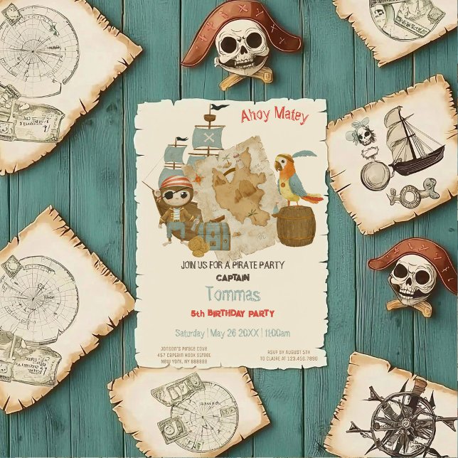 Treasure Hunters Pirat Birthday Inbjudningar (Skapare uppladdad)