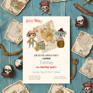Treasure Hunters Pirat Birthday Inbjudningar