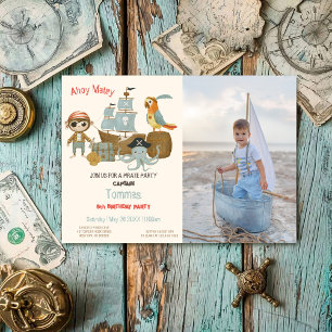 Treasure Hunters Pirat Photo Birthday Inbjudningar