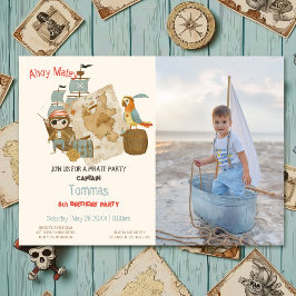 Treasure Hunters Pirat Photo Birthday Inbjudningar