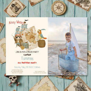 Treasure Hunters Pirat Photo Birthday Inbjudningar