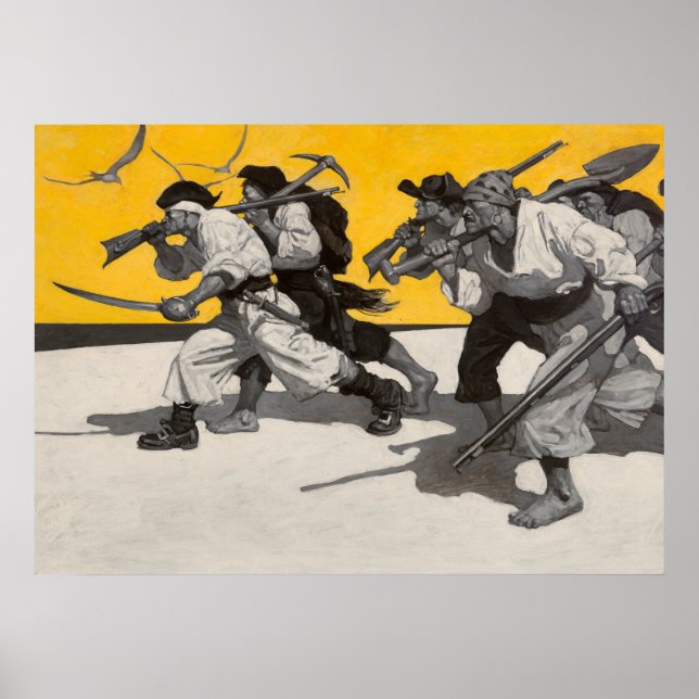 Treasure Island, 1911 av Newell Convers Wyeth Poster (Framsidan)