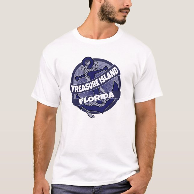 Treasure Island Florida anchor swirl tshirt Tee (Framsida)