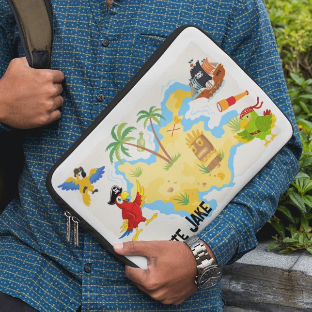 Treasure Island med Pirater Namn och Parrots Laptop Fodral (Skapare uppladdad)