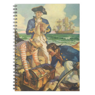 Treasure Island, Vintage Fairy Tale Pirater Anteckningsbok