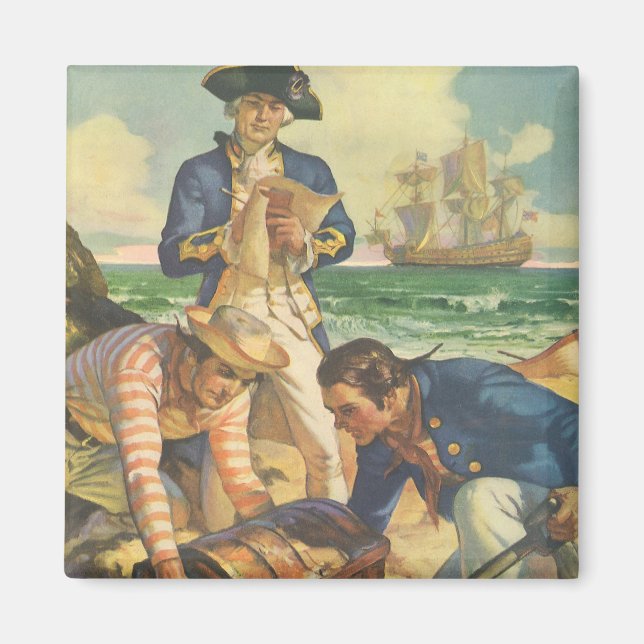 Treasure Island, Vintage Fairy Tale Pirater Magnet (Framsidan)