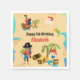 Treasure Karta Cute Girl Pirat Födelsedagsfest Pappersservett