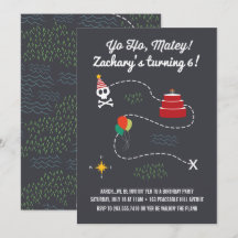 Treasure Karta födelsedagsinbjudan, Pirat Card