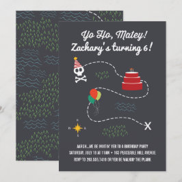 Treasure Karta födelsedagsinbjudan, Pirat Card Inbjudningar