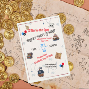 Treasure Karta Pirat Födelsedagsfest Inbjudningar