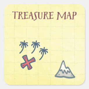 Treasure Karta Pirat Party Fyrkantigt Klistermärke