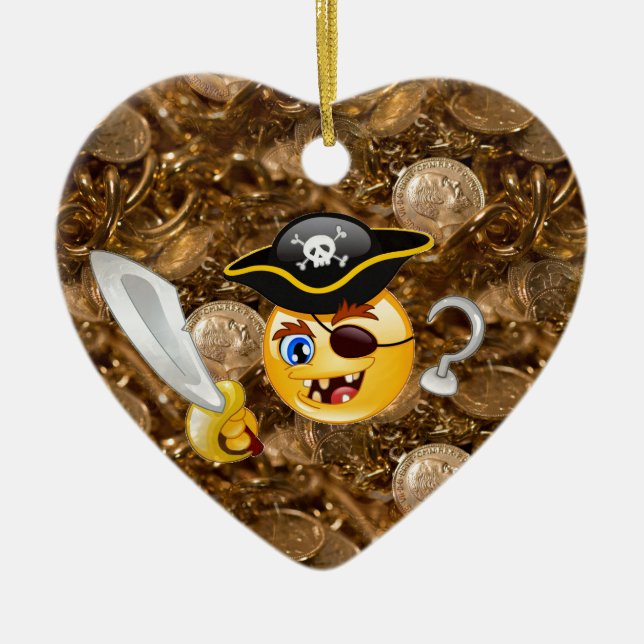 Treasure pirat emoji julgransprydnad keramik (Framsidan)