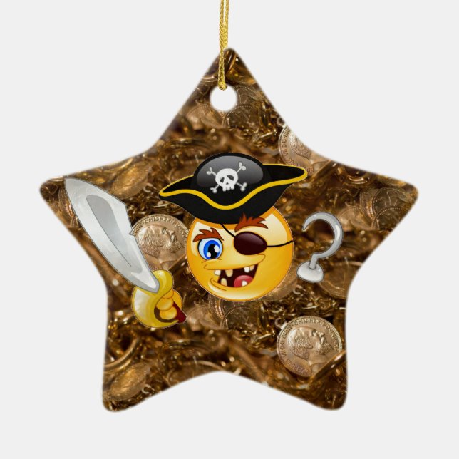 Treasure pirat emoji julgransprydnad keramik (Framsidan)