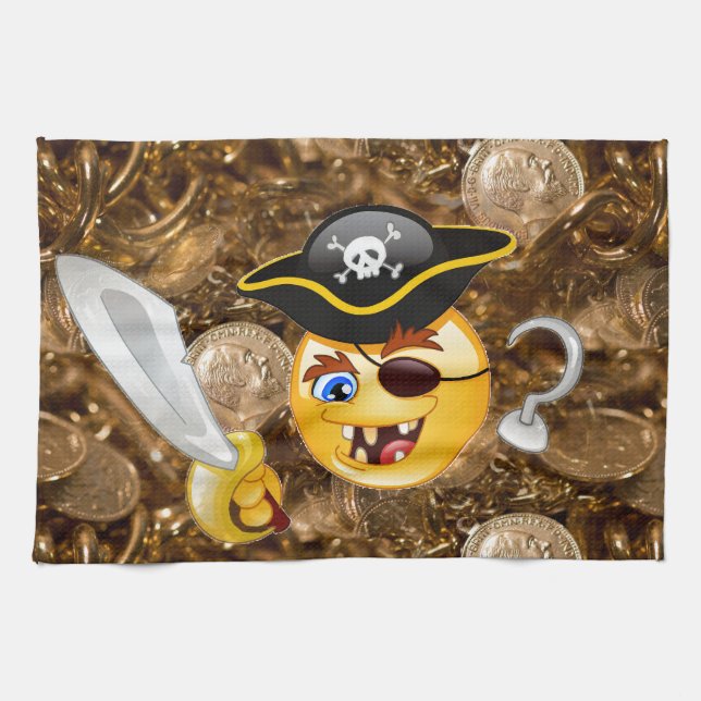 Treasure pirat emoji kökshandduk (Horisontell)