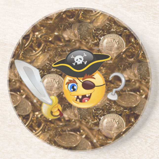 Treasure pirat emoji underlägg sandsten (Framsidan)
