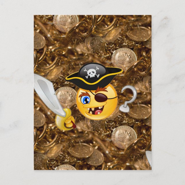 Treasure pirat emoji vykort (Framsida)