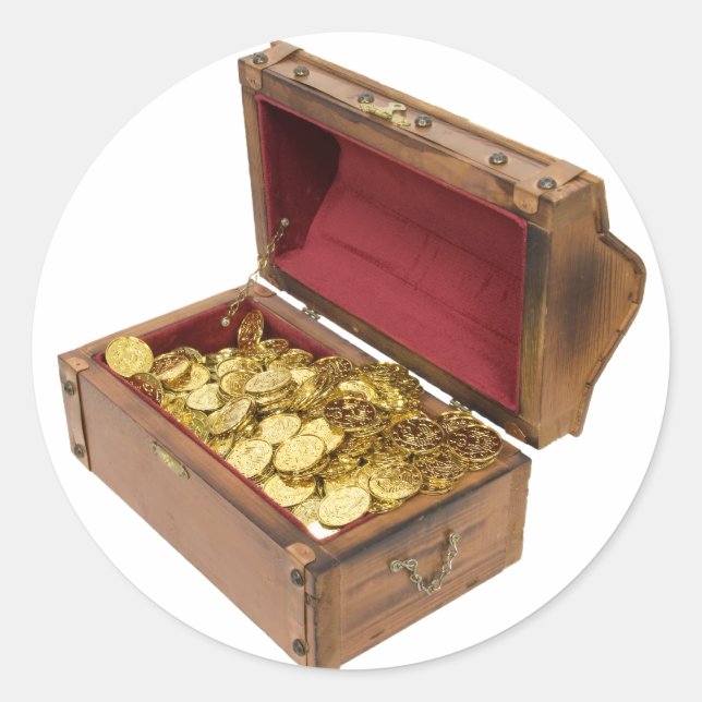 TreasureChestGold100309 Runt Klistermärke (Framsida)