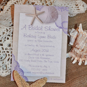 Treasured Beach Lavender Bröllop Inbjudningar