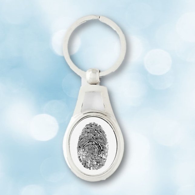 Treasured Memorial Fingerprint Ovalt Silverfärgad Nyckelring (Skapare uppladdad)