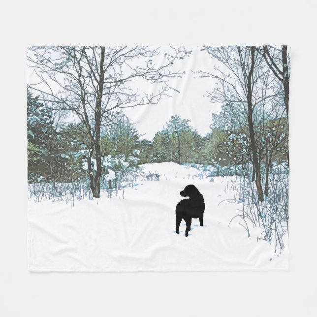 Treasures - Black Hund Art - Svart lab Fleecefilt (Framsidan (Horisontell))