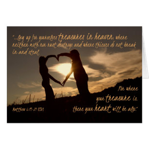 Treasures in Heaven Matthew 6:19-21 Bible Verse Hälsningskort